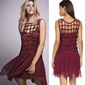 Free People Caged Sequin Ruffle Dress